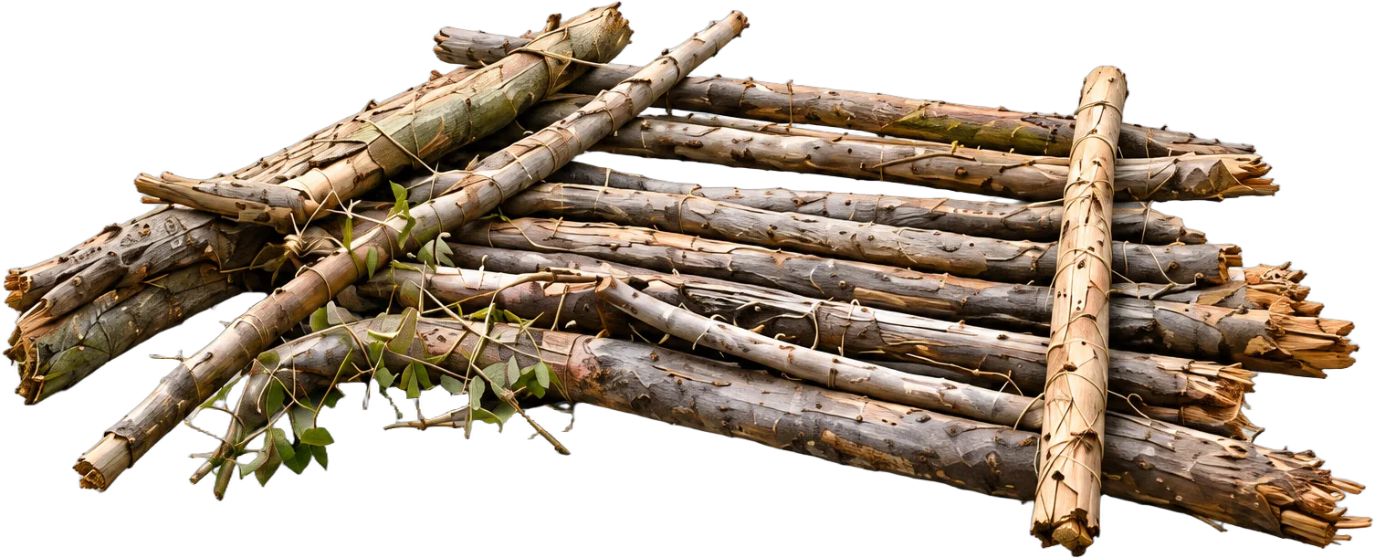 Rekonstruiertes Rendering: Holzfloß